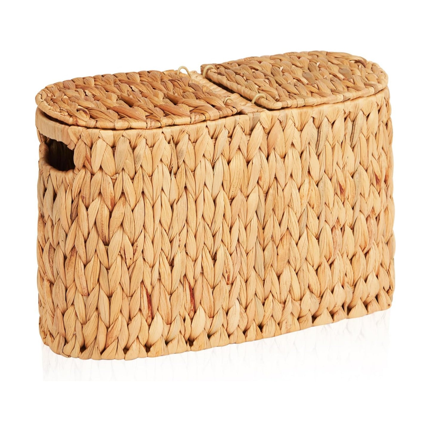 FairyHaus Wicker Toilet Paper Storage Basket with Lid & Handles, 6 Rolls Handwoven Toilet Paper Holder with Storage