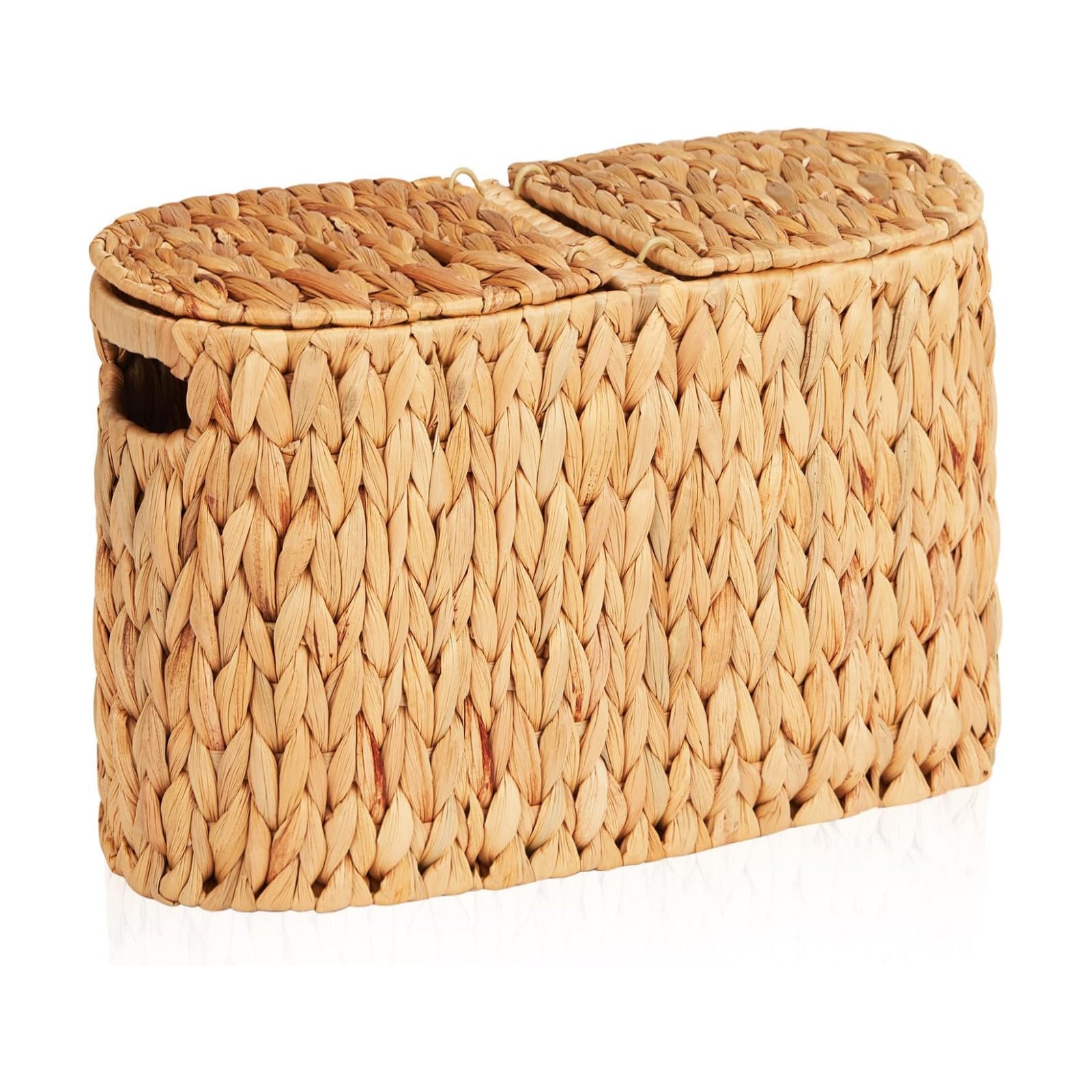 FairyHaus Wicker Toilet Paper Storage Basket with Lid & Handles, 6 Rolls Handwoven Toilet Paper Holder with Storage