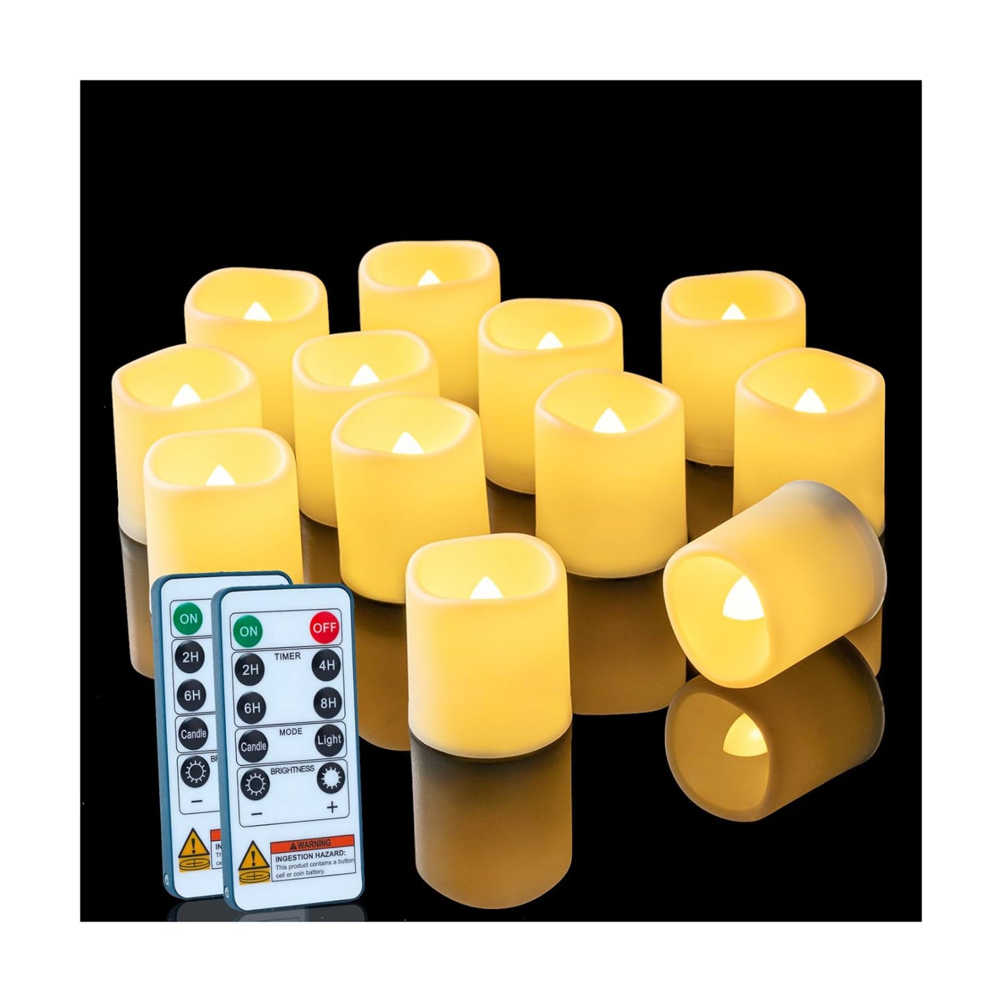 Homemory 24 Pack Flameless LED Votive Tealight Candles with Timer Remote | 2/4/6/8h timer remote included, 400hr CR2450