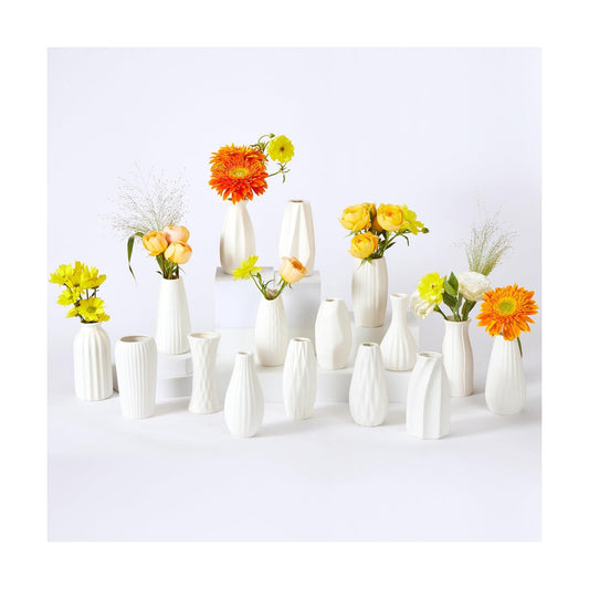 16packs Small Ceramic Vases / White / Set of 16