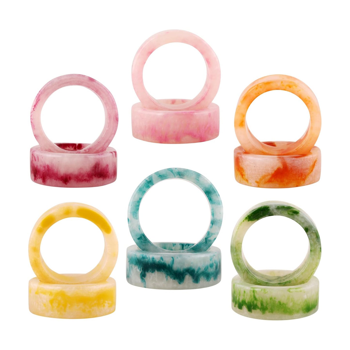 Alpha Living Home Epoxy Resin Napkin Rings, Pastel, Set of 12 | Glossy resin, 6 pastel colors 2 of each, 2x2x0.75 in