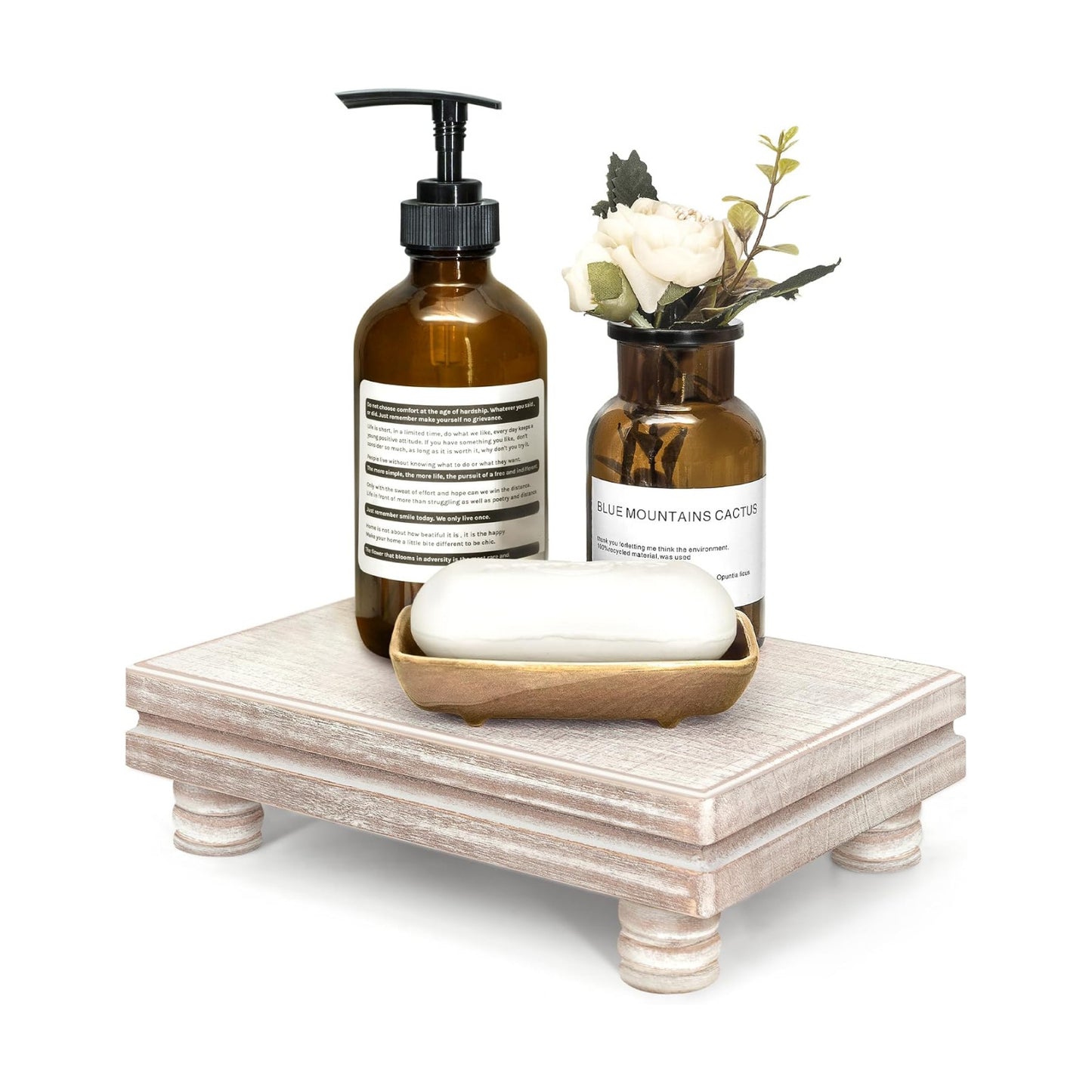 Decorative Tray Wood Pedestal Stand / Natural