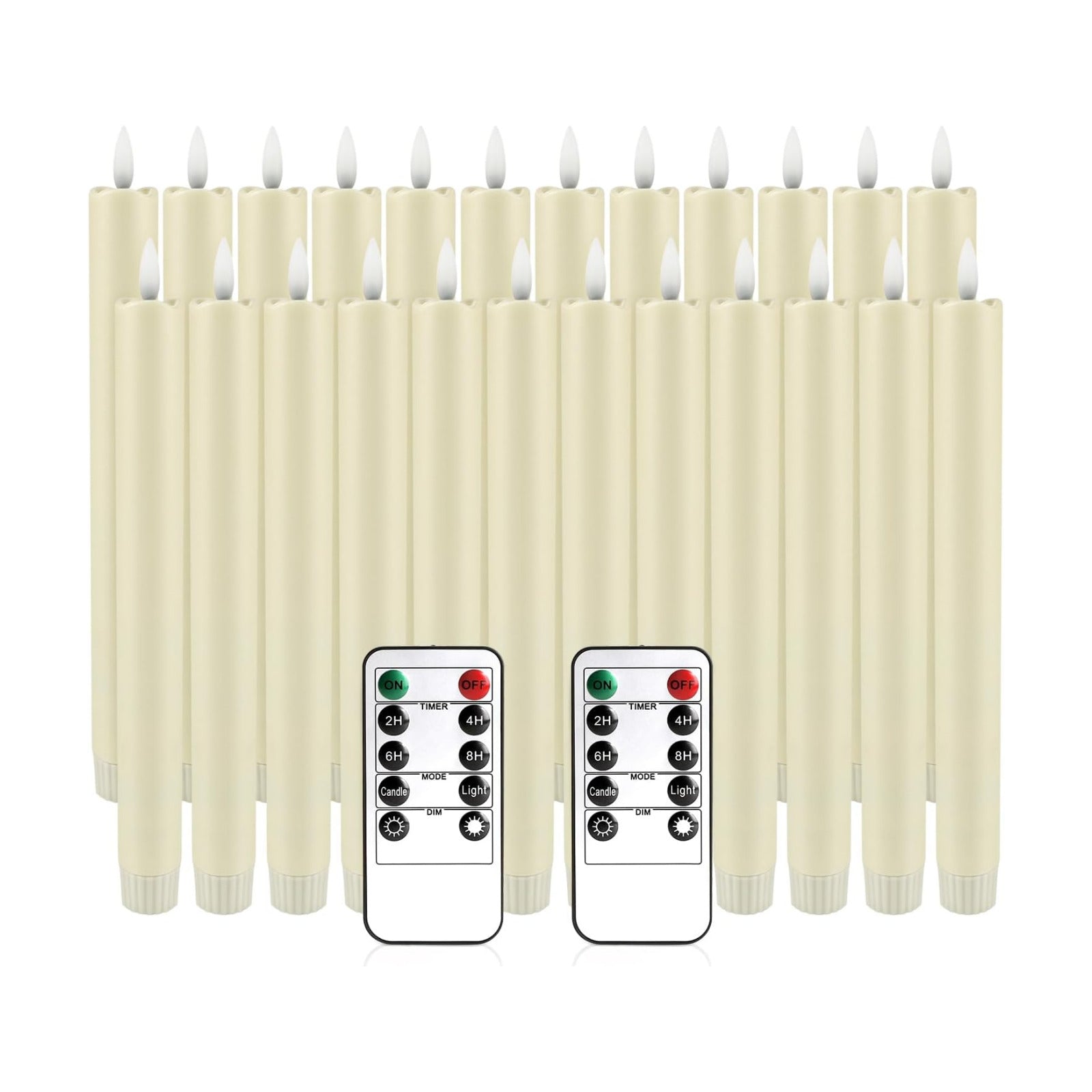 YOROXRG 24 Pack LED Flameless Taper Candles with Timer, Dripless Fake Candlesticks with 3D Flickering Flame, 9.6 Inches