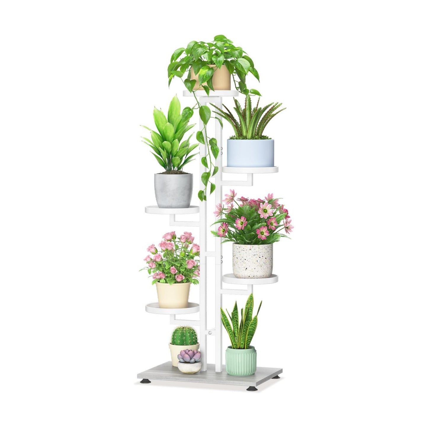 LASZOLA Plant Stand Tall Flower Holder for Indoor Corner, 5 Tier White | Sturdy Multi Level Planter Shelf, Plant Pot