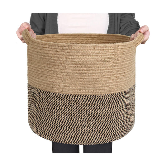 Woven Baskets for Storage / Black and Jute / 16 x 14