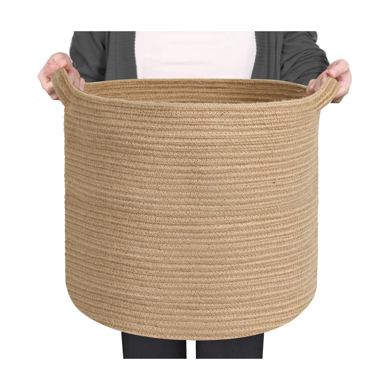 Woven Basket / Large Wicker Storage Basket / Jute / 16 x 14