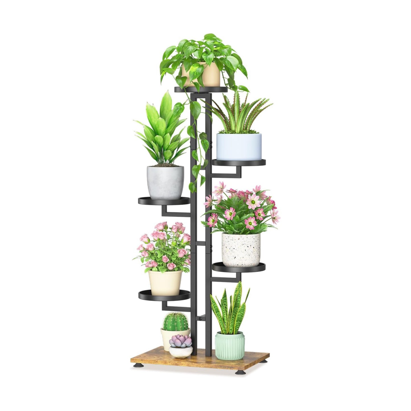 LASZOLA Plant Stand Tall Flower Holder for Indoor Corner, 5 Tier Black | Sturdy Multi Level Planter Shelf, Plant Pot
