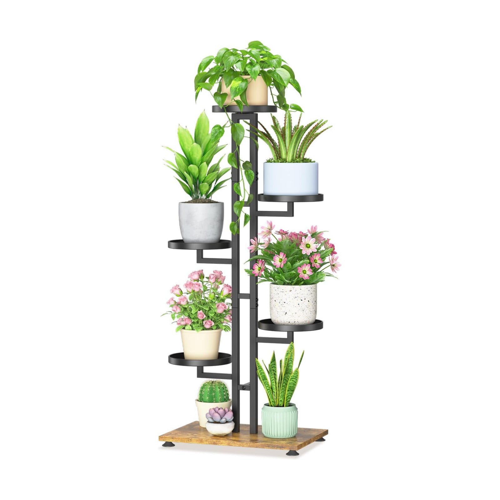 LASZOLA Plant Stand Tall Flower Holder for Indoor Corner, 5 Tier Black | Sturdy Multi Level Planter Shelf, Plant Pot