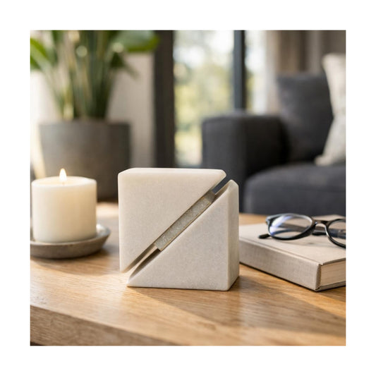 Marble Sculpture Cube / White / 4.0" H