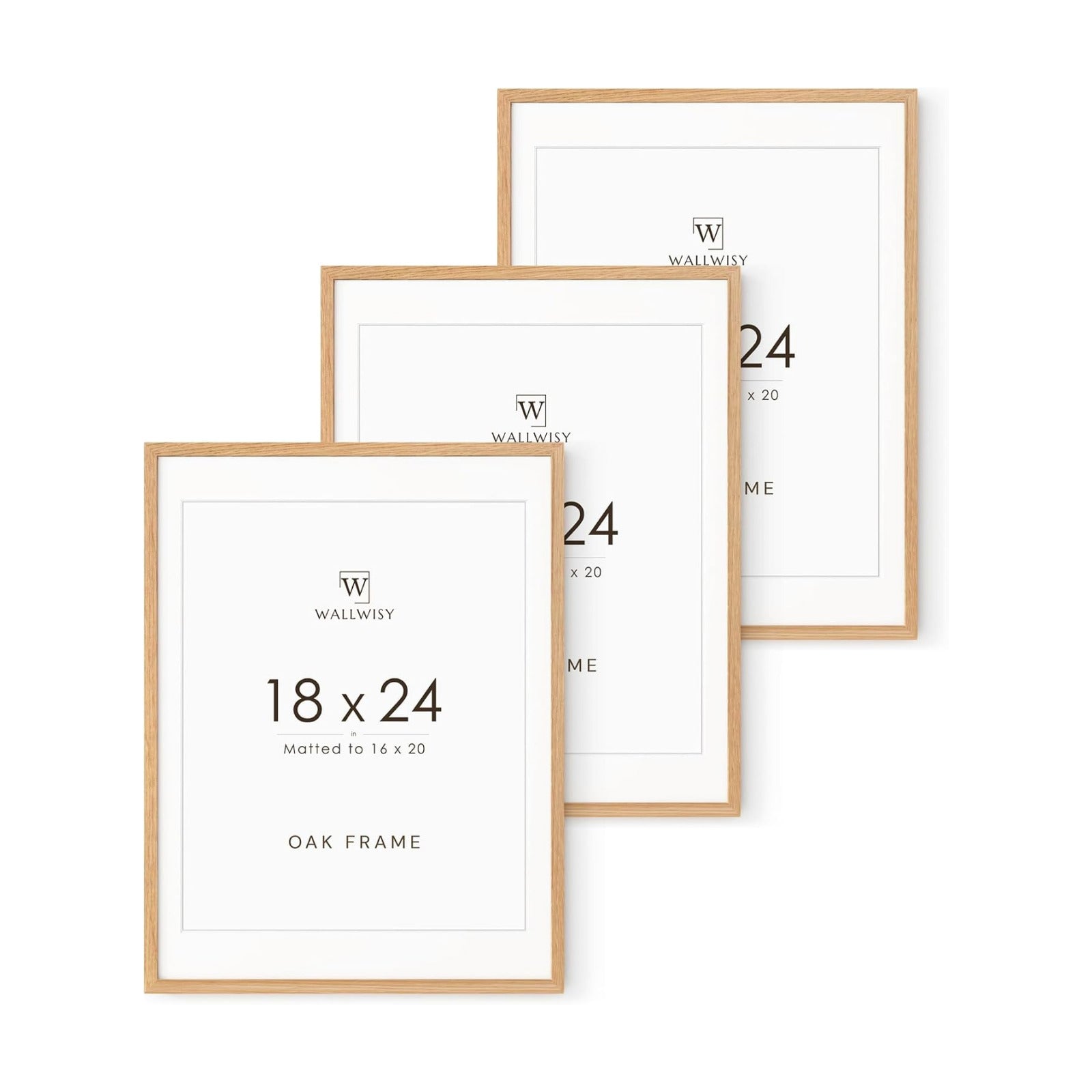 18x24 Poster Frame, 18x24 Solid Oak Picture Frames Matted to 16x20 | 24x18 Natural Oak Frame, Horizontal or Vertical
