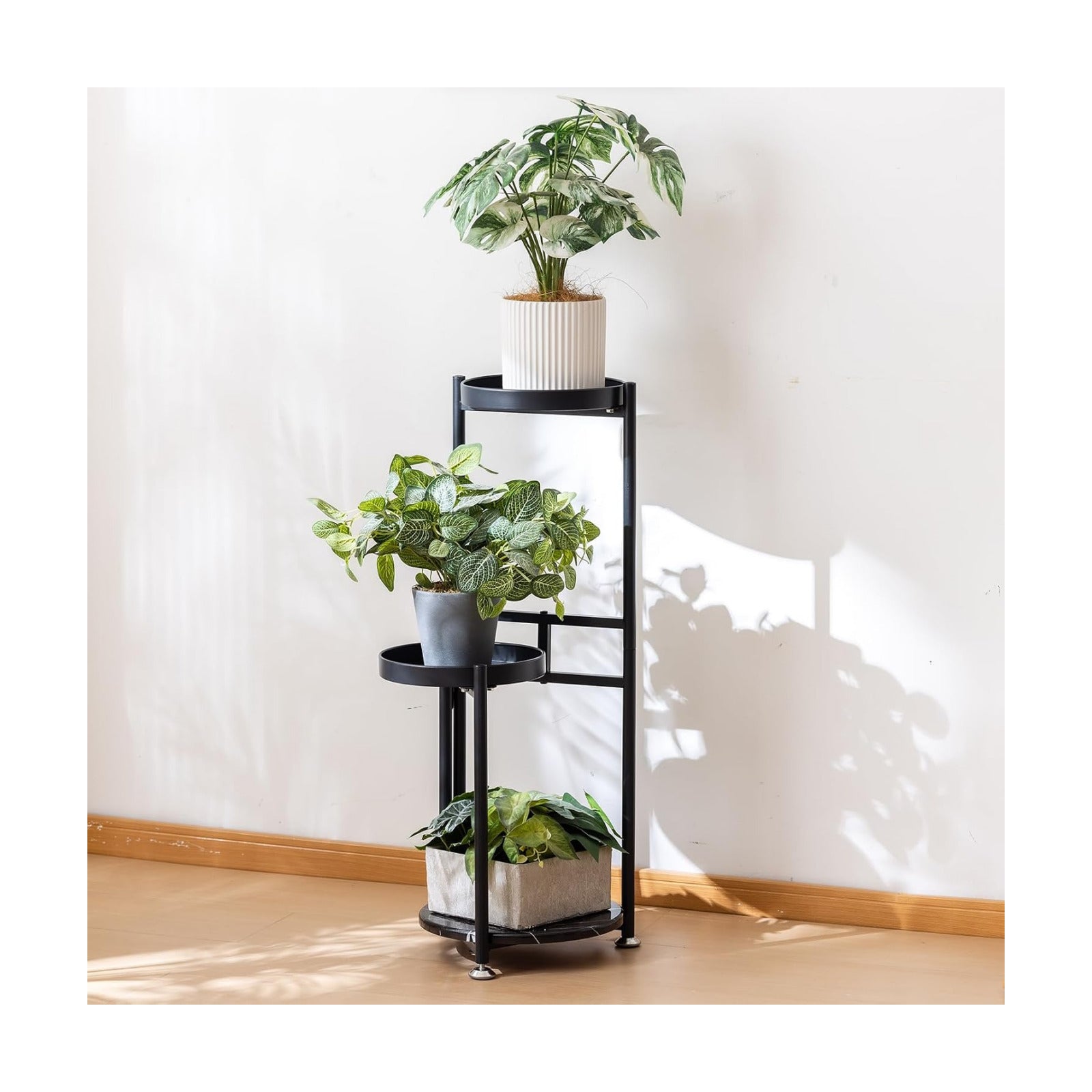 CHPHI 3 Tier Plant Stand, Tall Metal Shelf Holder for Indoor, Outdoor Display Rack Flower Pot Stand for Corner Living