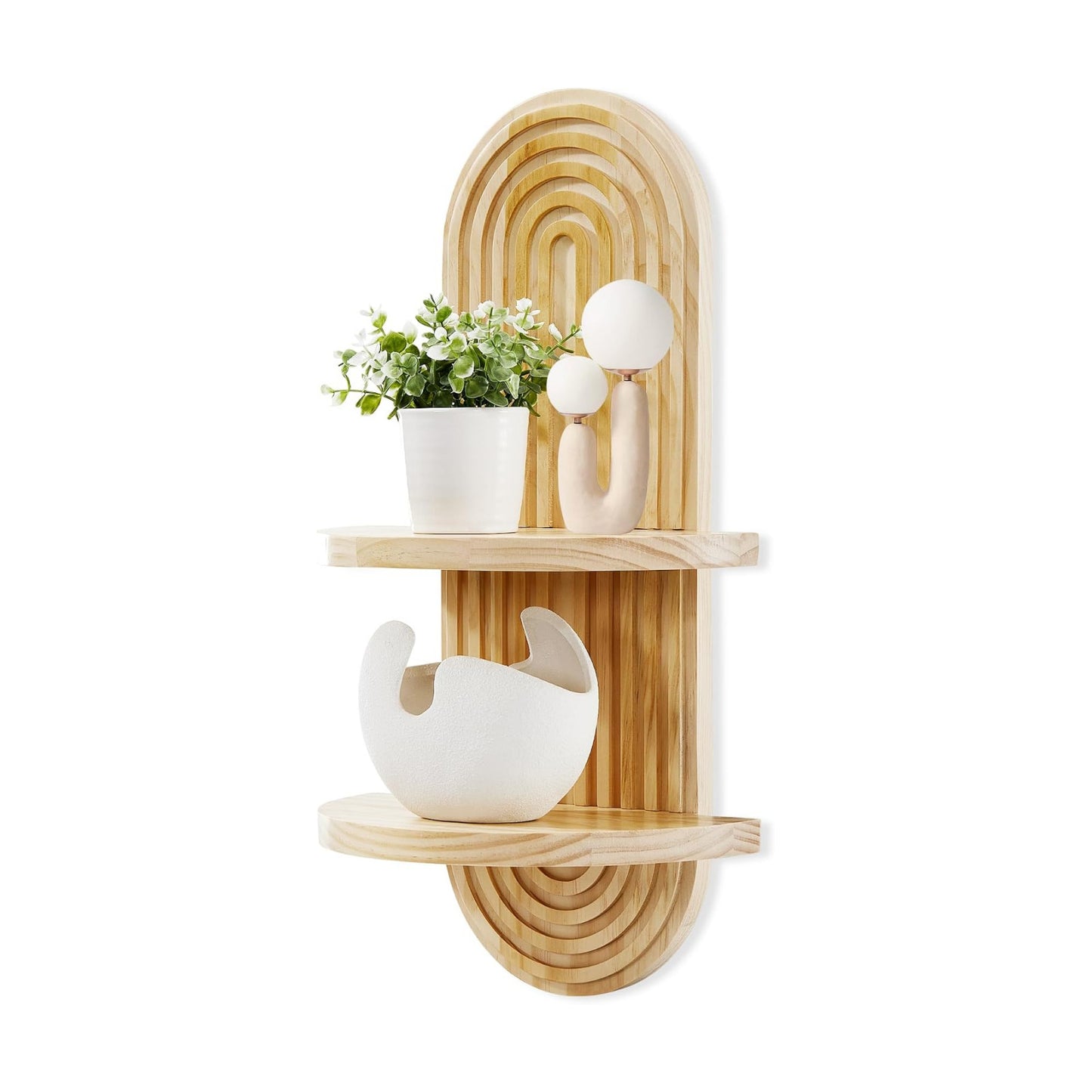 Boho Decor Floating Shelves Book Display Rainbow Shelf / 22 x 11.8 / Natural
