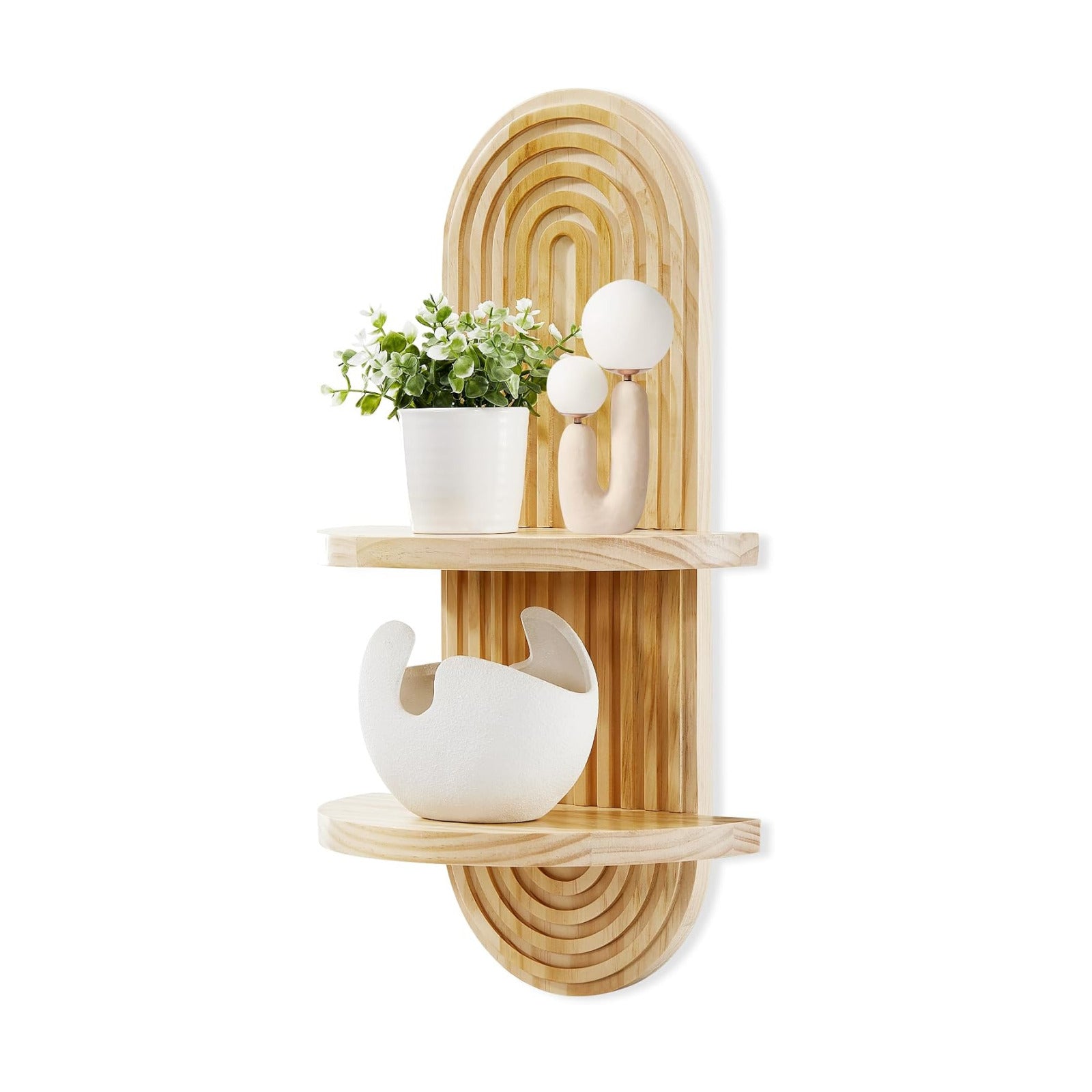 Boho Decor Floating Shelves Book Display Rainbow Shelf / 22 x 11.8 / Natural