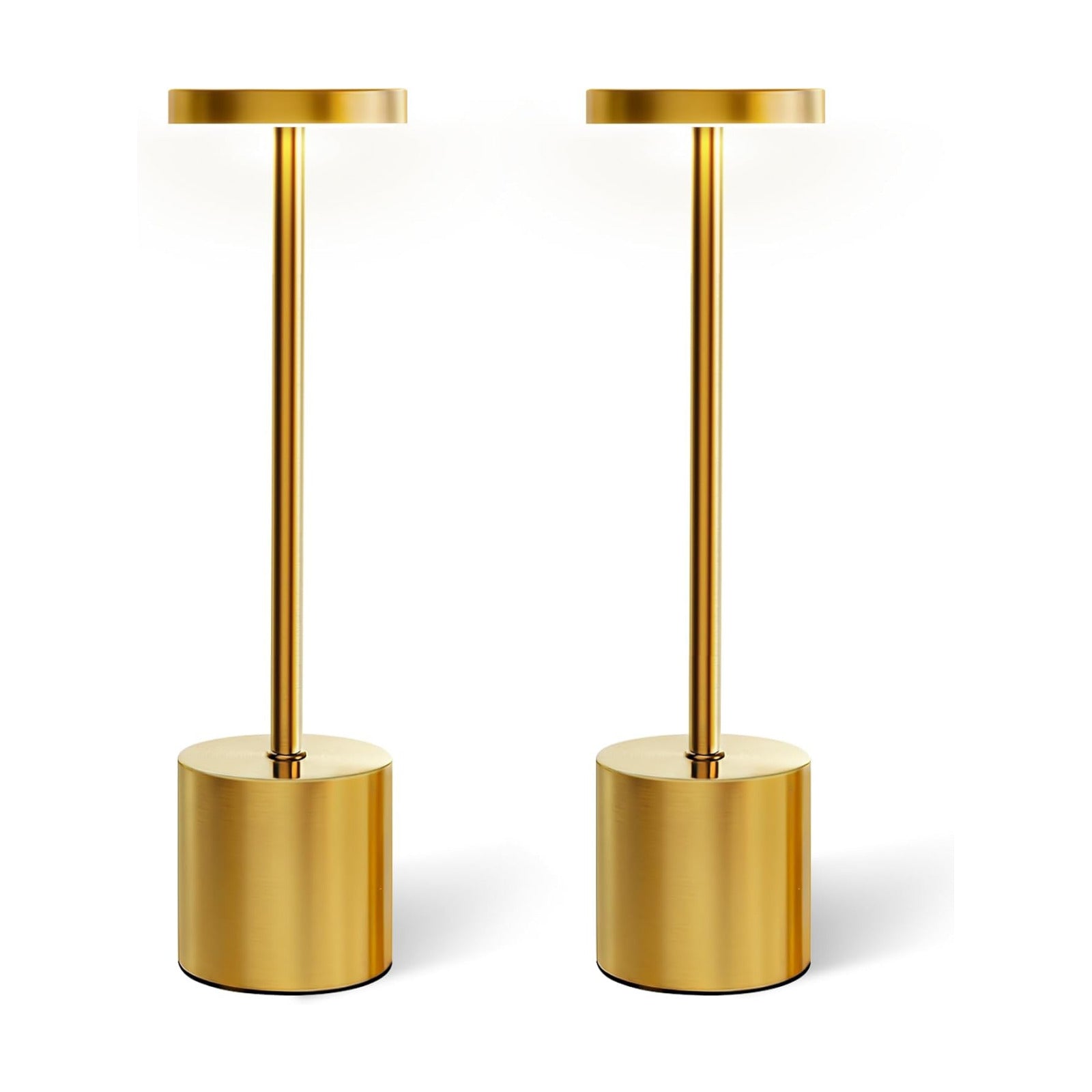 AUDLES Gold Cordless Table Lamps Set of 2, Brass Rechargeable Lamp, Battery Operated Lamps for Wedding Centerpiece &