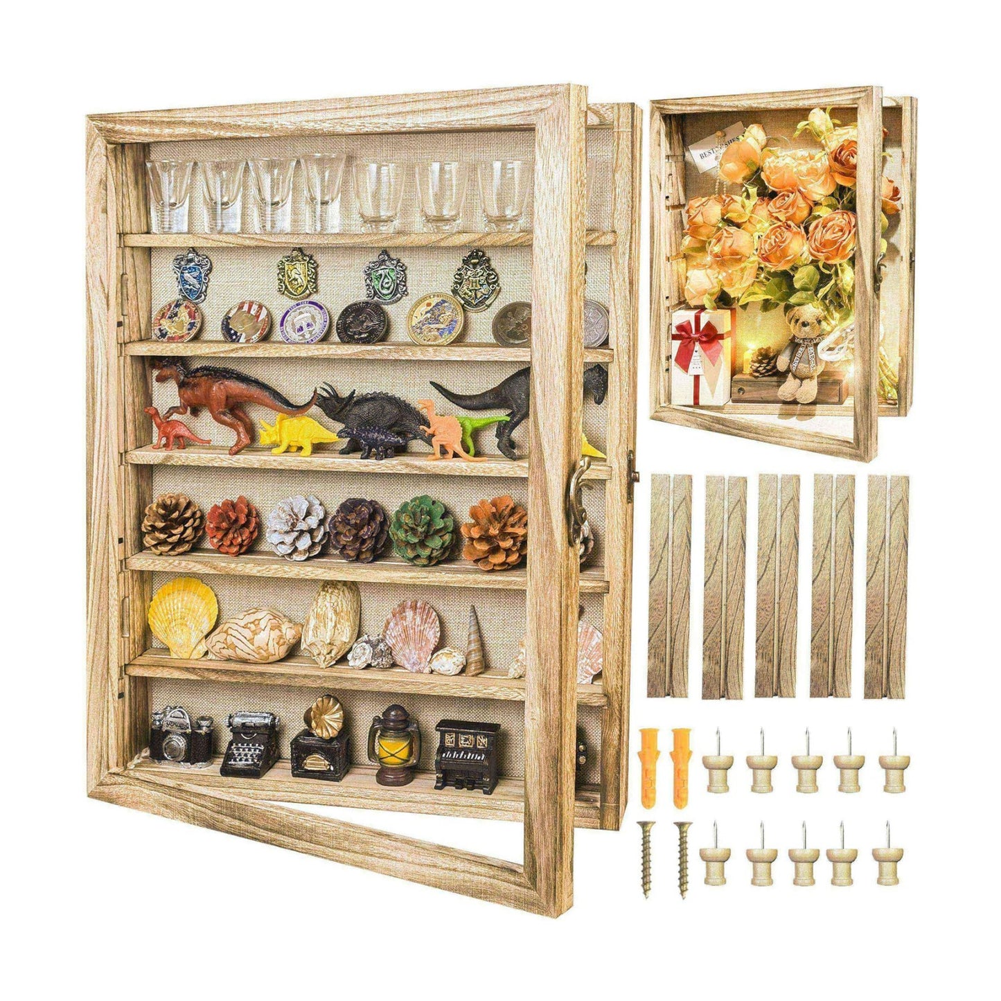 Original Wood Shadow Box Frame 16x20 Shadow Box with Shelves 2.6" Interior Depth Memorial Shadow Box with Linen Back