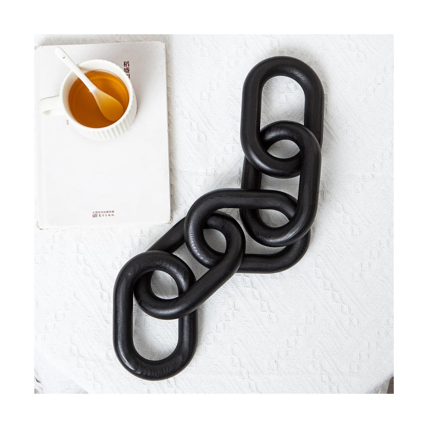 Rustic Wood Chain Link Decor / Black / 22 Inch