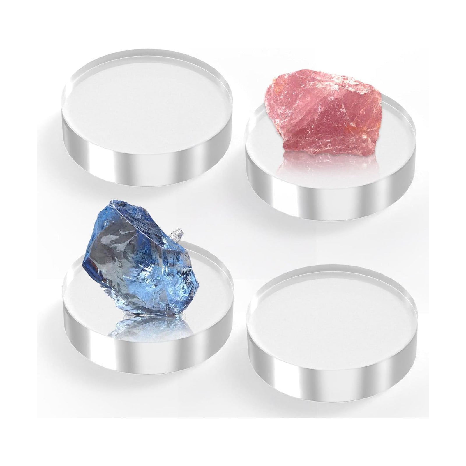 Acrylic Blocks Acrylic Base Stand for Display Block Round Riser / 3 x 3 x 1 / Clear / Set of 4