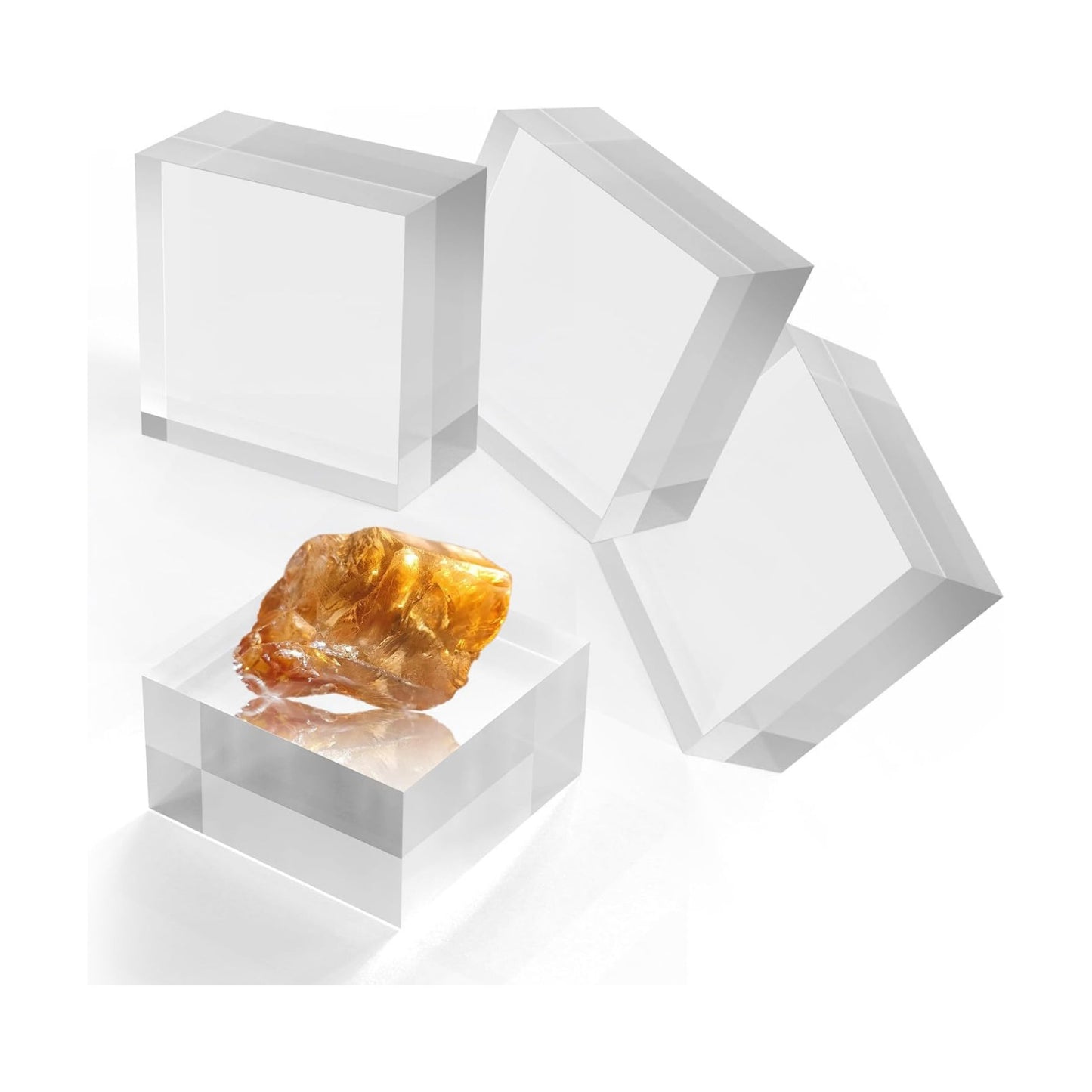 Acrylic Blocks Acrylic Base Stand for Display Block Square Riser / Clear / 3 x 3 x 2 / Set of 4
