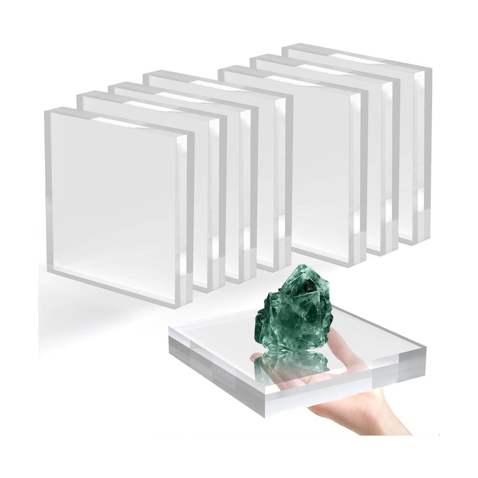 SAMYUCHO 8 Pcs 6 X 6 X 1 Inch Acrylic Blocks, Clear Square Acrylic Base | DIY Decoration for Drawing or Laser