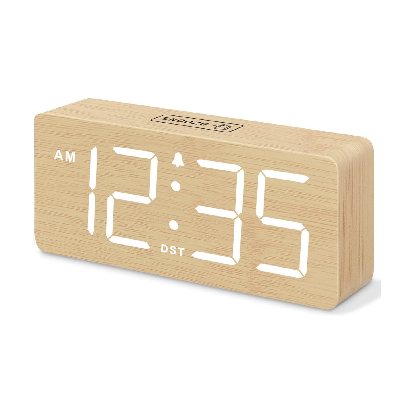 DreamSky Wooden Digital Alarm Clock for Bedroom with Large Numbers