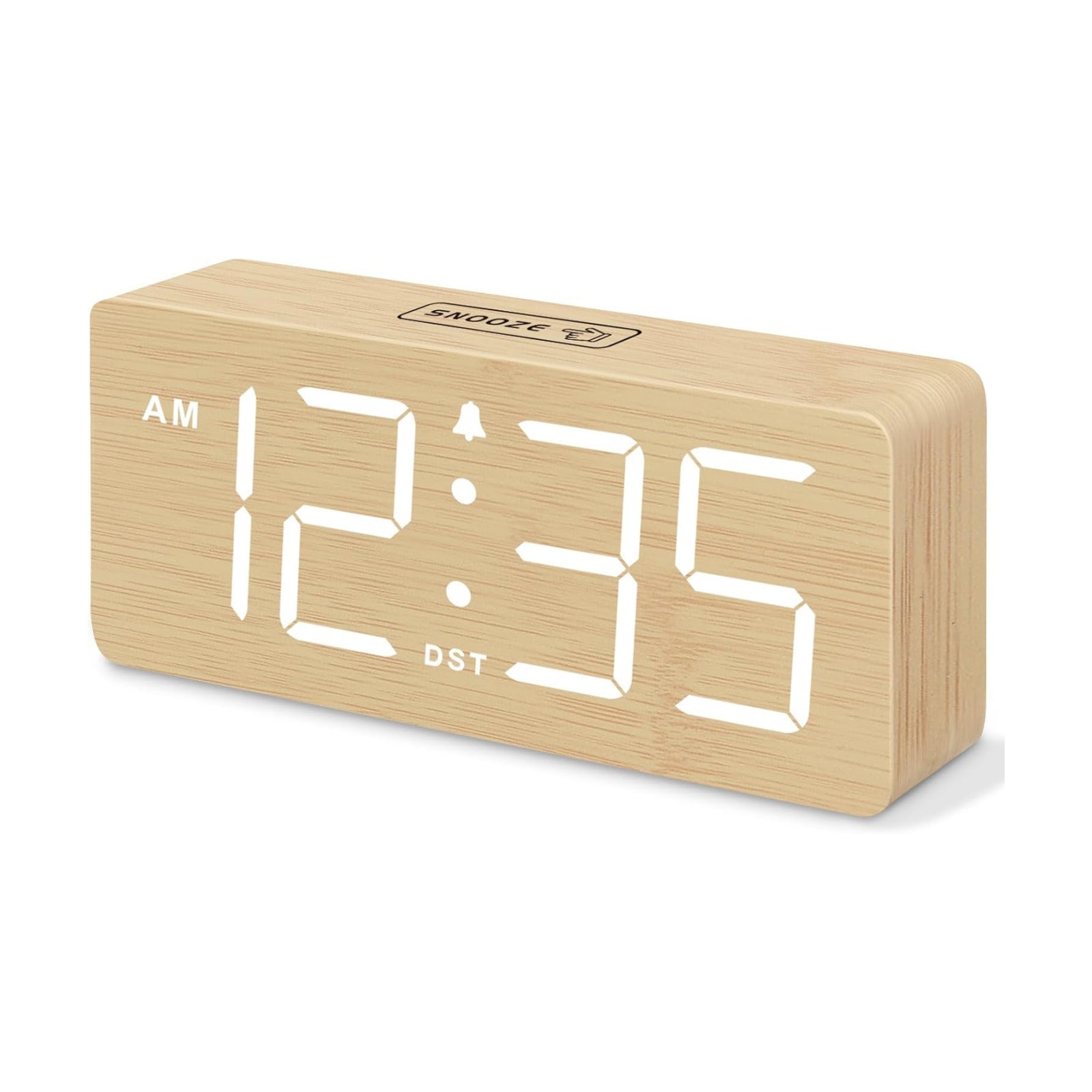 DreamSky Wooden Digital Alarm Clock for Bedroom with Large Numbers