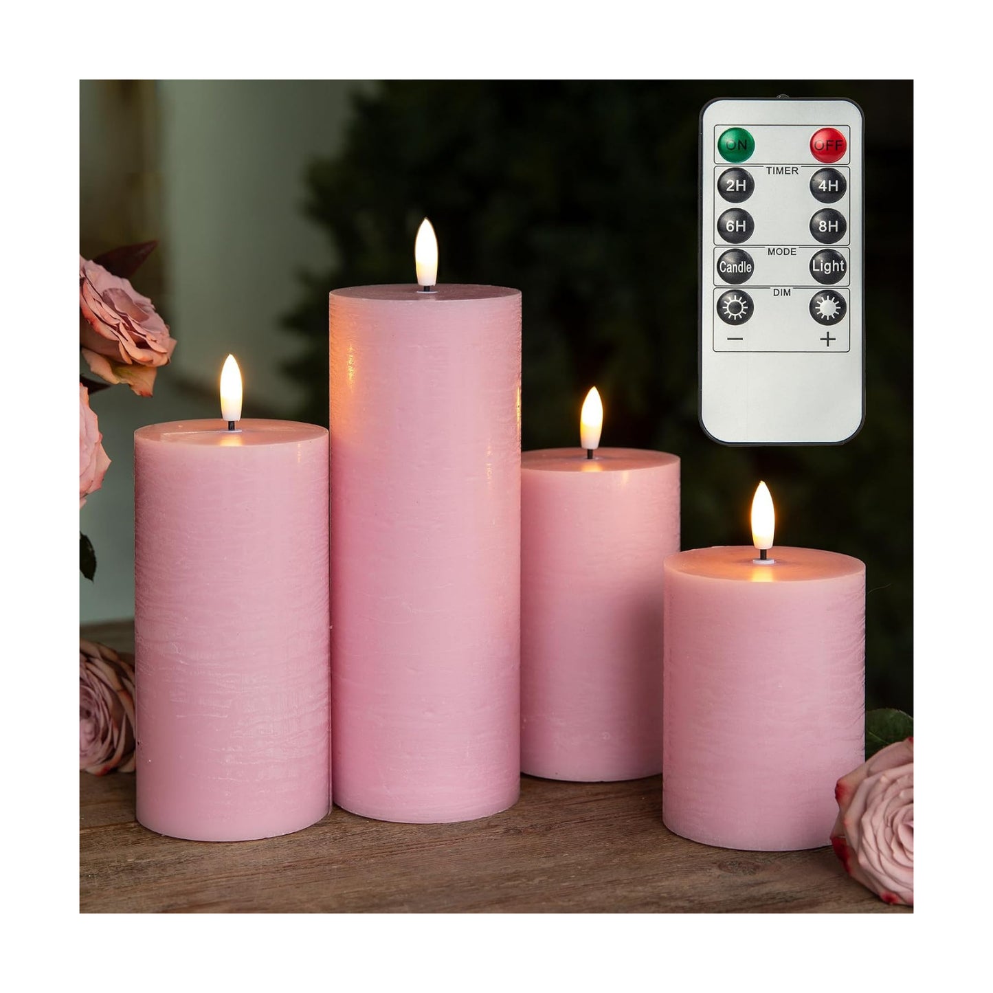 LUSHARBOR Flameless Candles, 4 Pack Battery Operated Candles with Remote, Real Wax LED Fake Candles with Timer