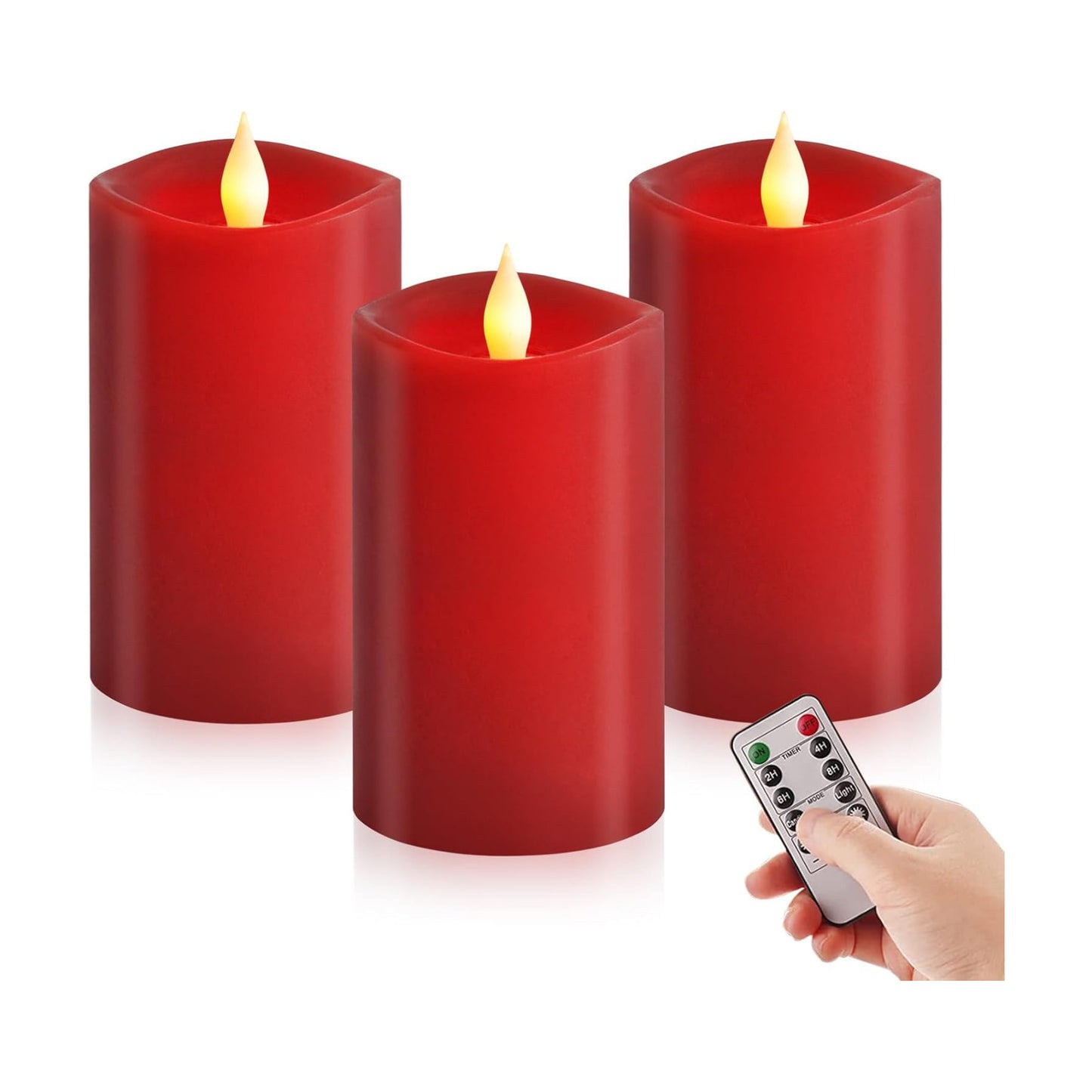 3x5 Flickering Flameless Candles Set of 3, 2AA Battery Life 600 Hours Battery Candles Flickering with Timer,5 inch