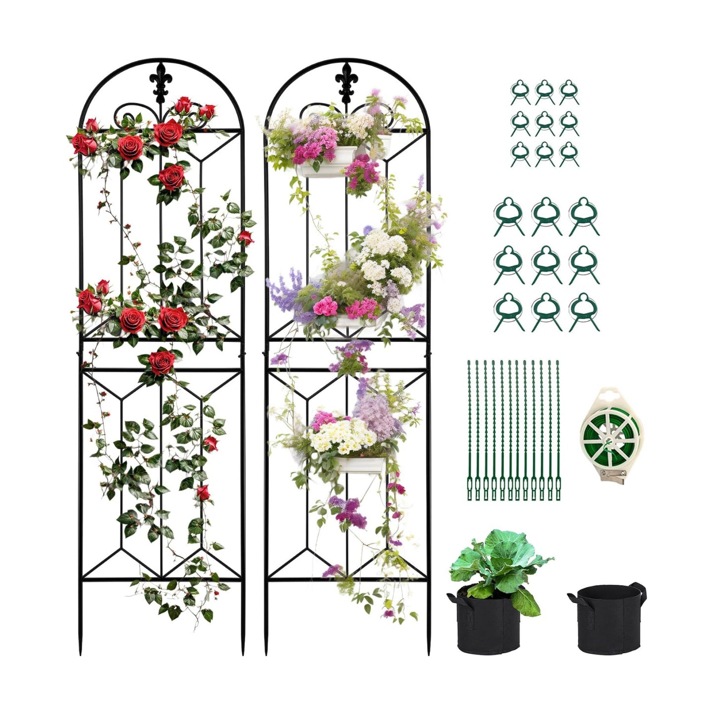 Metal Trellis Outdoor 70.8" x 19.5" - 2 Pack | Trellis for Climbing Plants Outdoor, Rustproof Metal Garden Trellis for