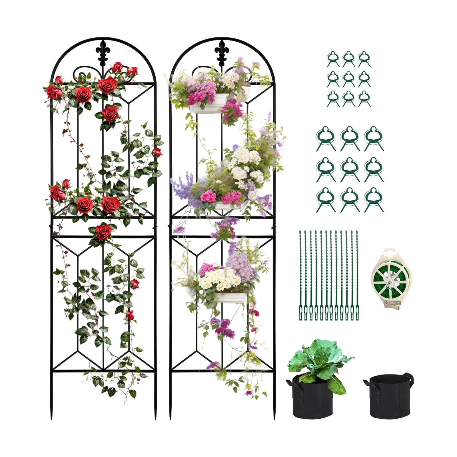 Metal Trellis Outdoor 70.8" x 19.5" - 2 Pack | Trellis for Climbing Plants Outdoor, Rustproof Metal Garden Trellis for