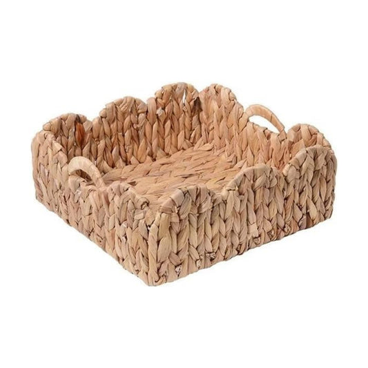 Elegant Scalloped Wicker Basket Set / Large / Natural