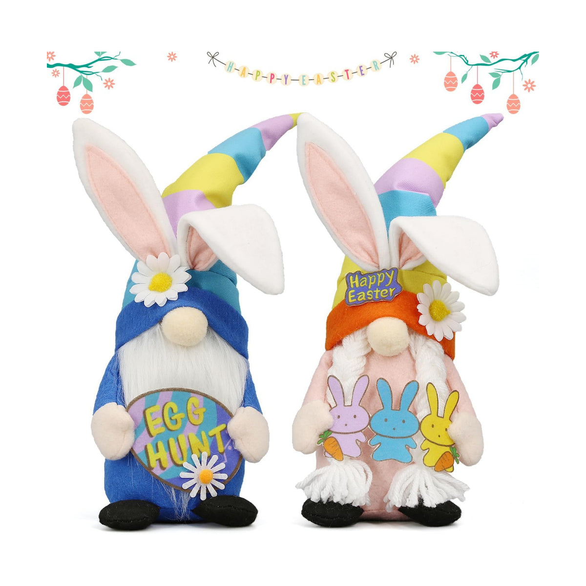 Lovinland Easter Decorations for Home - Spring Bunny Gnomes Decor