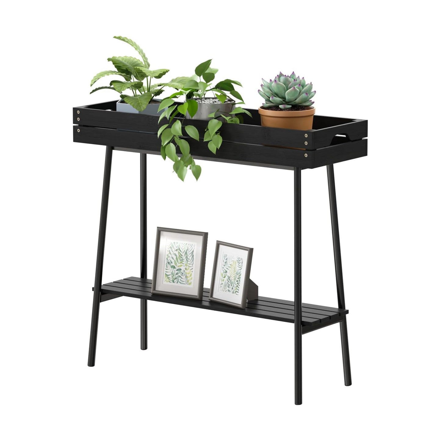 BAMBANG Bamboo Plant Stand Indoor, 2 Tier Small Plant Table, Tall Plant Stand for Indoor Plants, Window Sill Plant