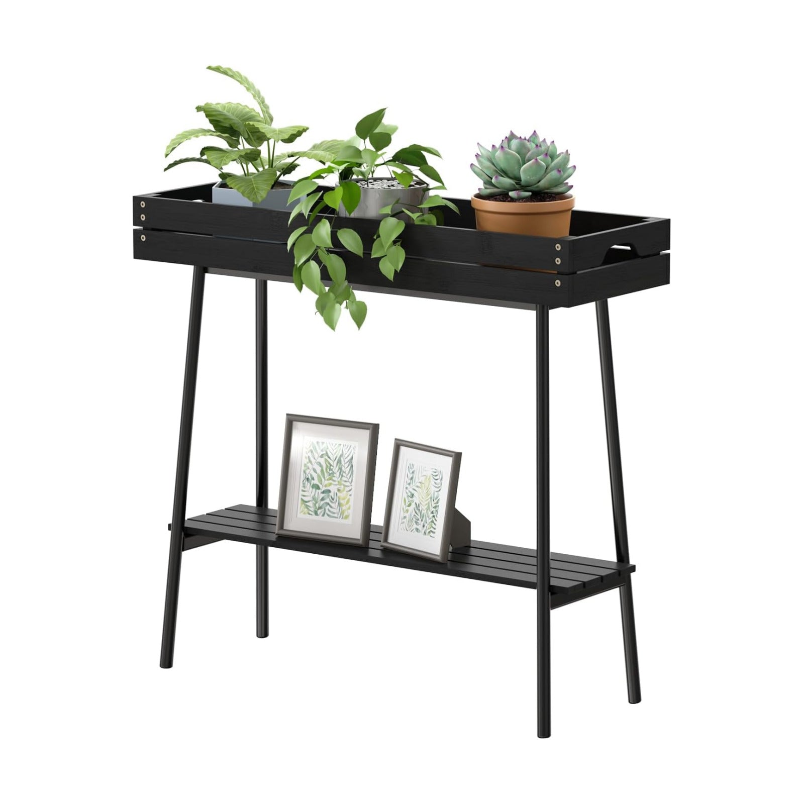 BAMBANG Bamboo Plant Stand Indoor, 2 Tier Small Plant Table, Tall Plant Stand for Indoor Plants, Window Sill Plant