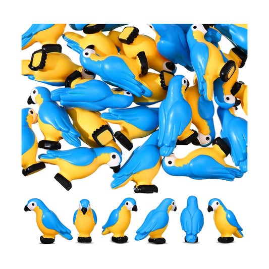 Miniature Tropical Parrot Figurines Resin Parrot Statue Tiny Bird Figurines Fairy / Blue / Set of 24