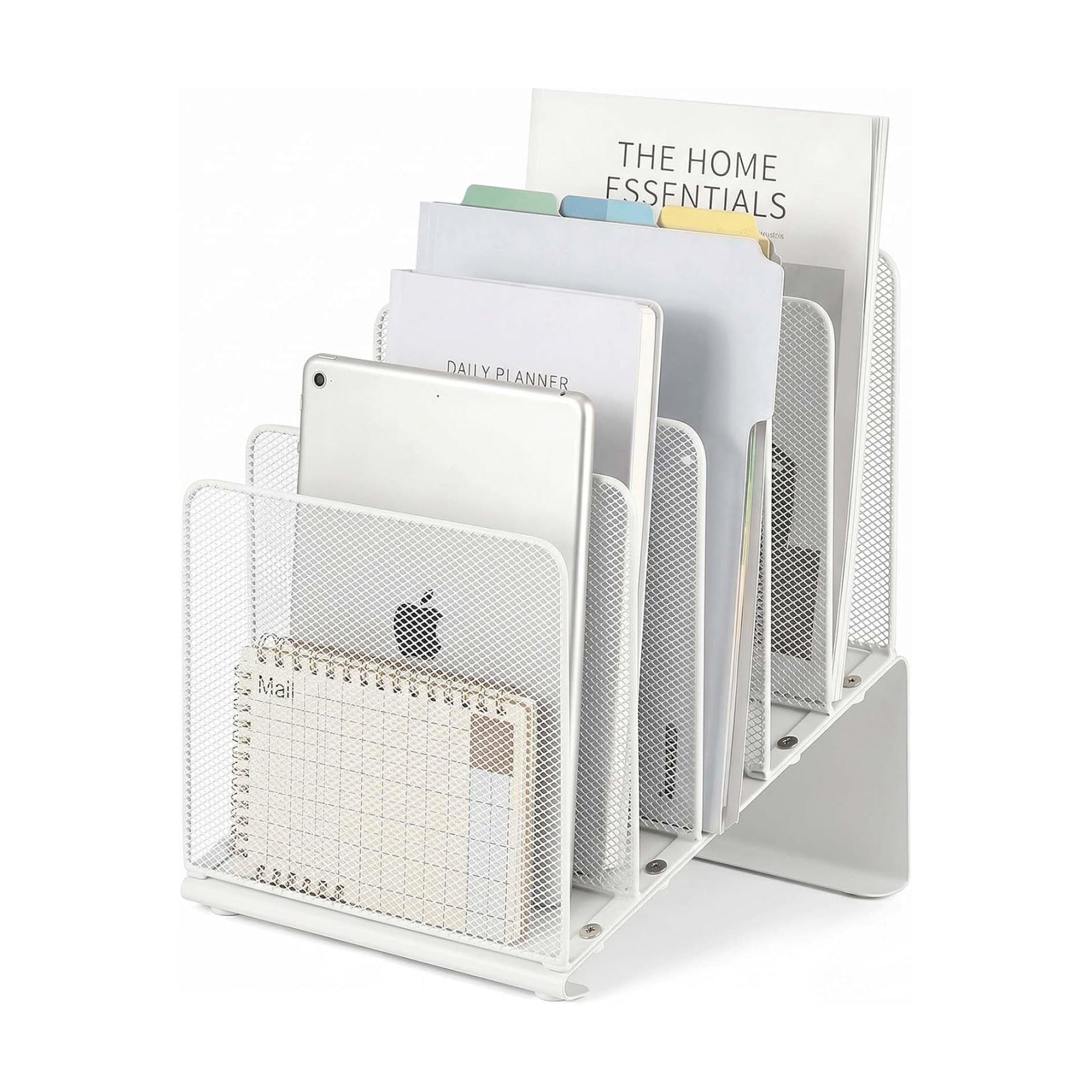 LEKETREE File Organizer for Desk, Desk Organizer with 5-Section Vertical File Rack, File Folder Organizer, Desk