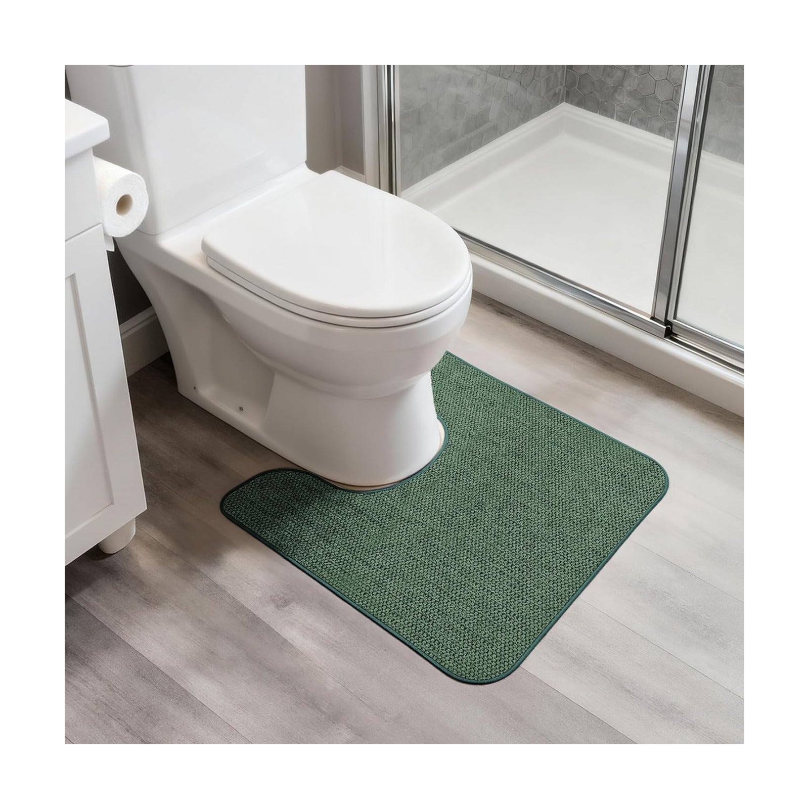 Bosap Toilet Rugs U Shaped Bathroom Rug,Machine Washable Non Slip Quick Dry Super Absorbent Ultra Thin Toilet Mats for