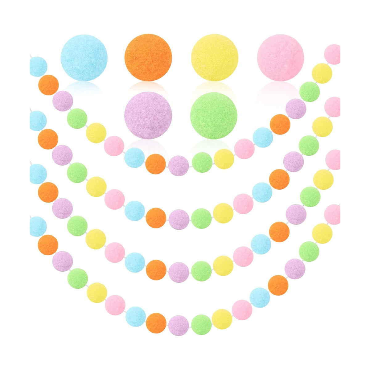 MARFOREVER 4 Pack 26.3 FT Easter Pom Pom Garland Colorful 30 Balls