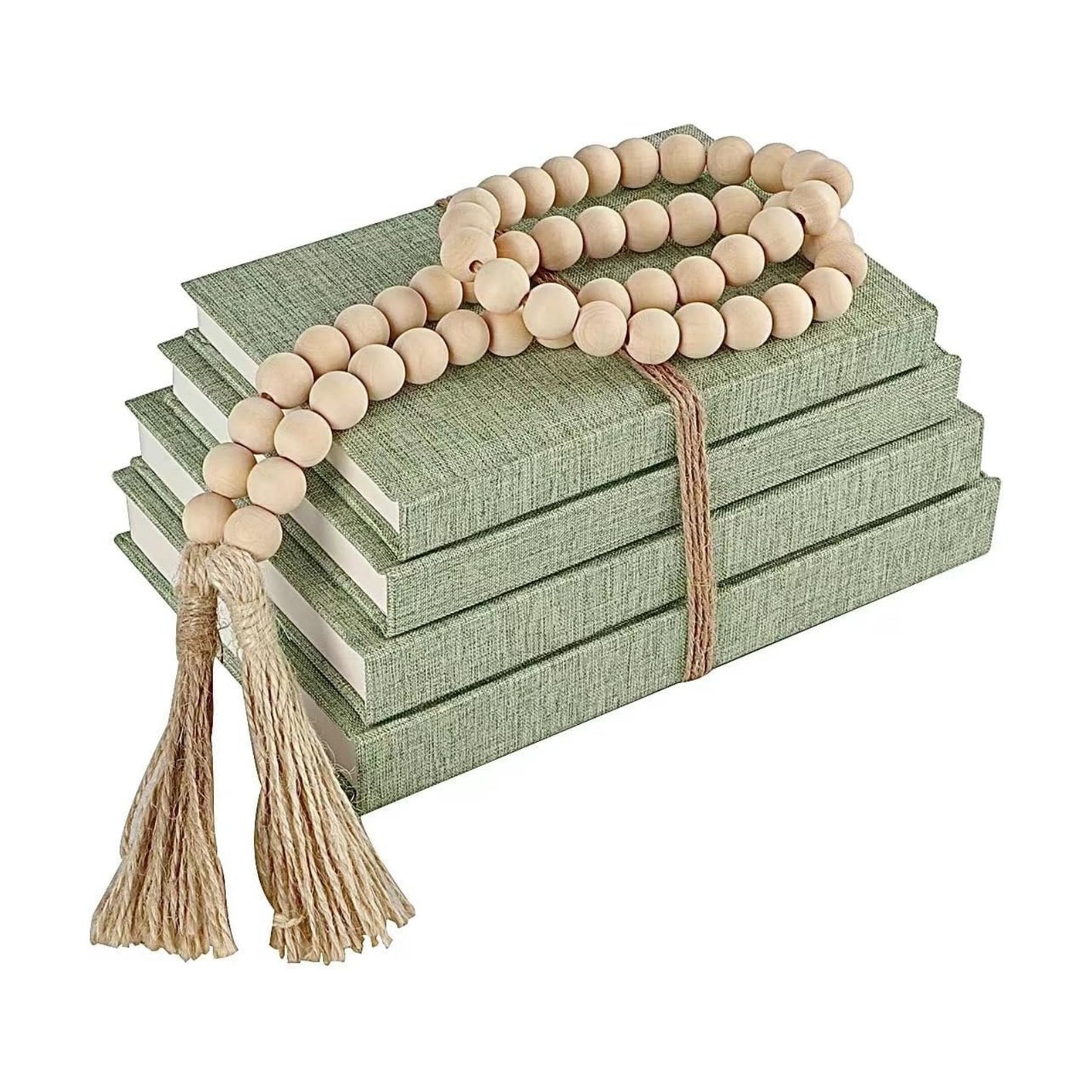 Linen Covered Decorative Books / Sage / Set of 4