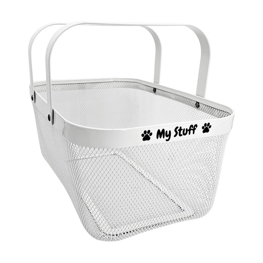 Dog Toy Basket Metal Mesh Metal / White