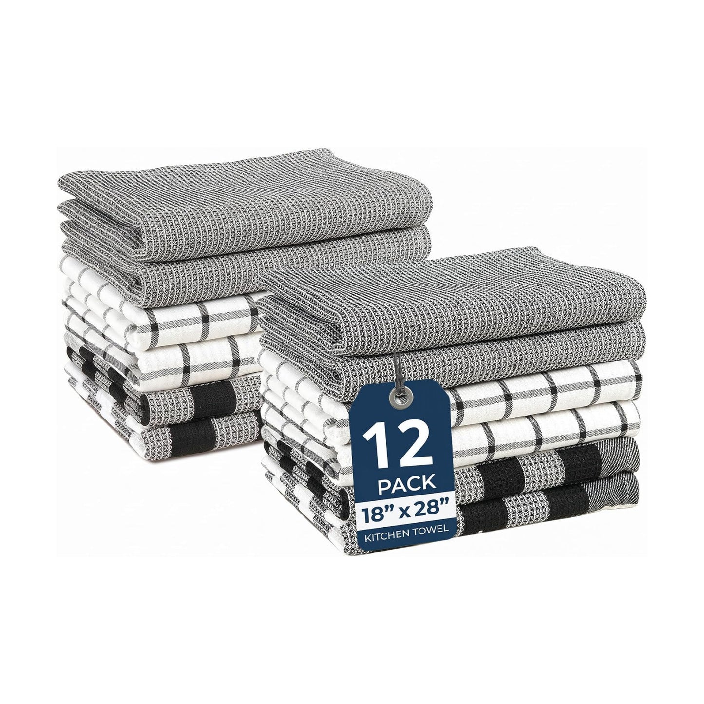 LANE LINEN Kitchen Dish Towels Set of 12 – 18”x28” Soft & Quick-Drying Hand and Tea Towels, Premium Decorative Kitchen
