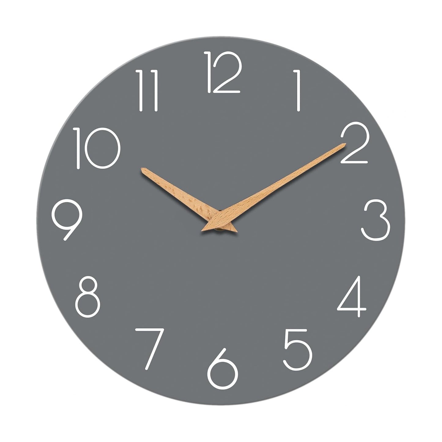 cicininc 16 Inch Battery Operated Wall Clock, Silent Analog, Gray | Large Size | Living Room | Office | Kitchen