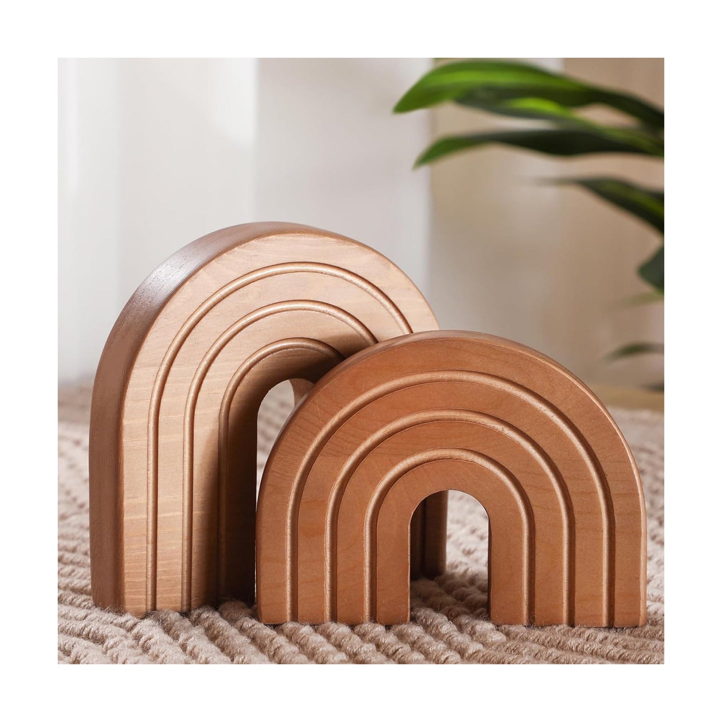 Wooden Arch Decor Boho Wood Rainbow Arch Decorative Objects Modern Shelf Decor Aesthetic / Set of 2