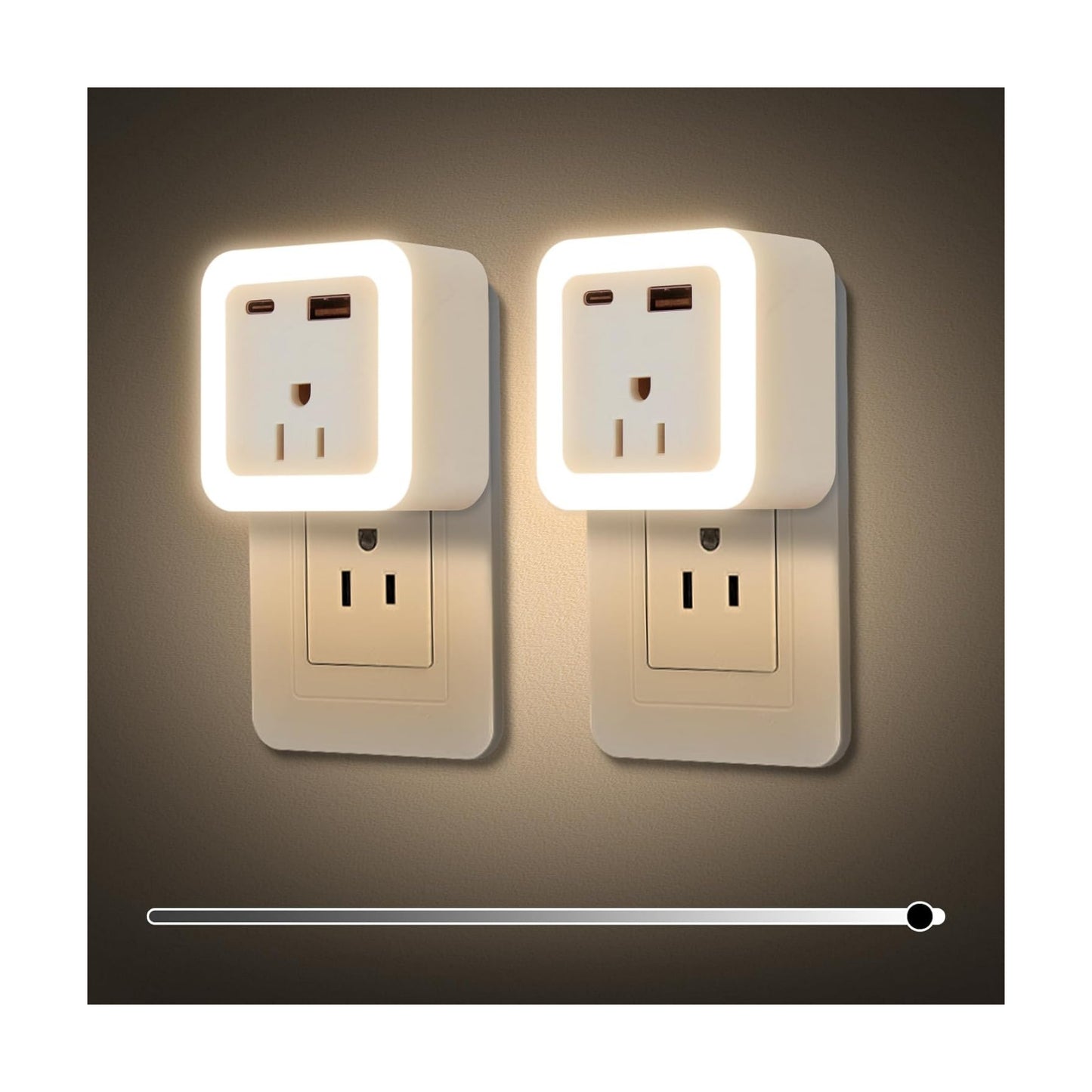 Night Lights Plug Into Wall 2 Pack Rechargeable Battery Backup Light | Dusk to Dawn Sensor Night Light with Outlet
