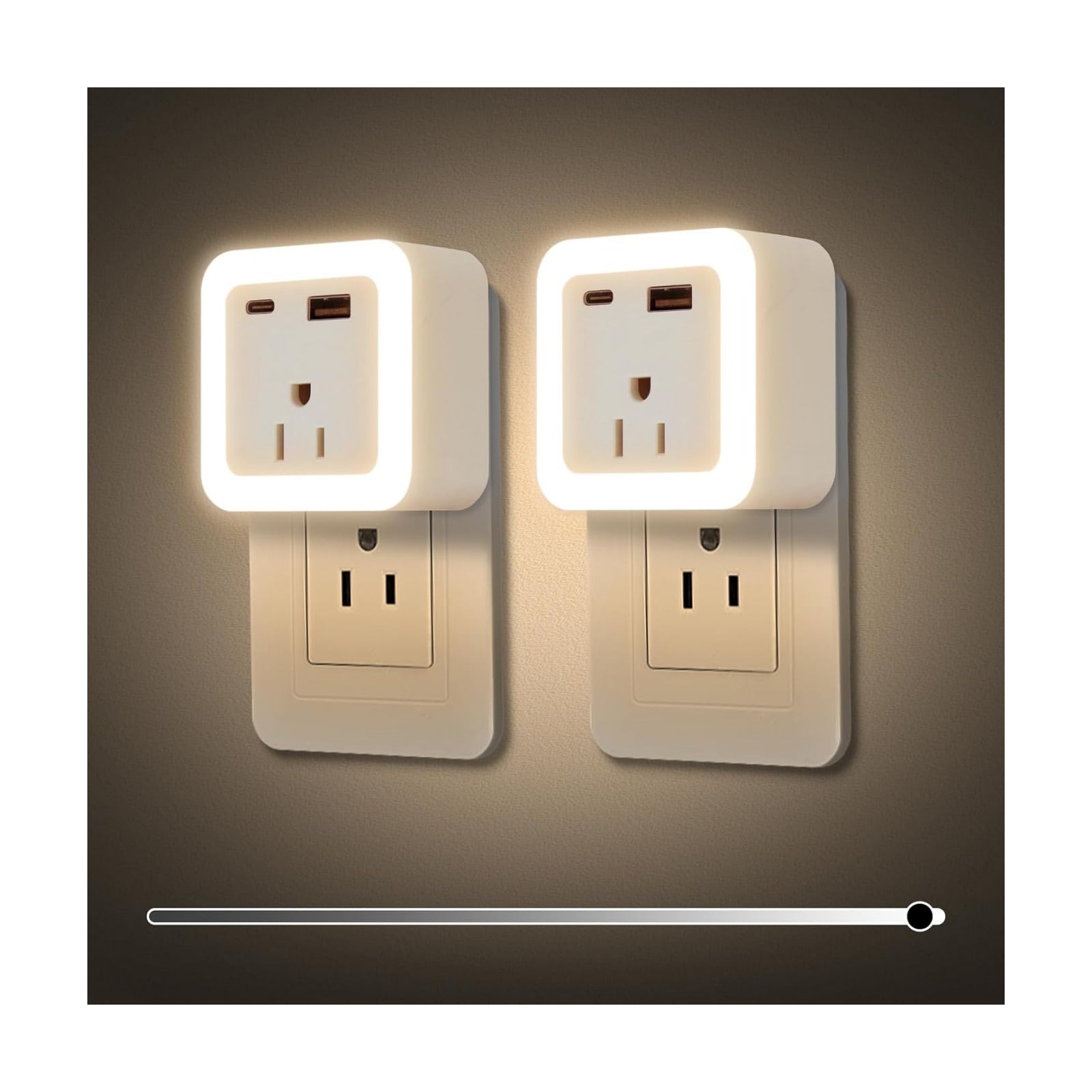 Night Lights Plug Into Wall 2 Pack Rechargeable Battery Backup Light | Dusk to Dawn Sensor Night Light with Outlet