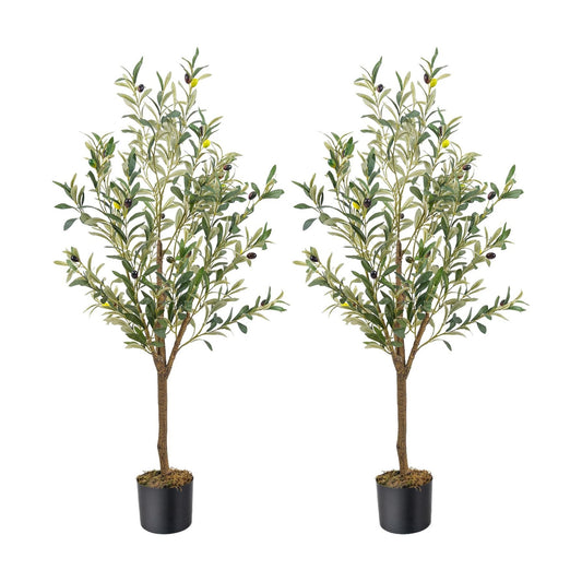 Artificial Fake Olive Tree Tall Faux Silk Olive Tree / 4ft / 4 Inch / Set of 2