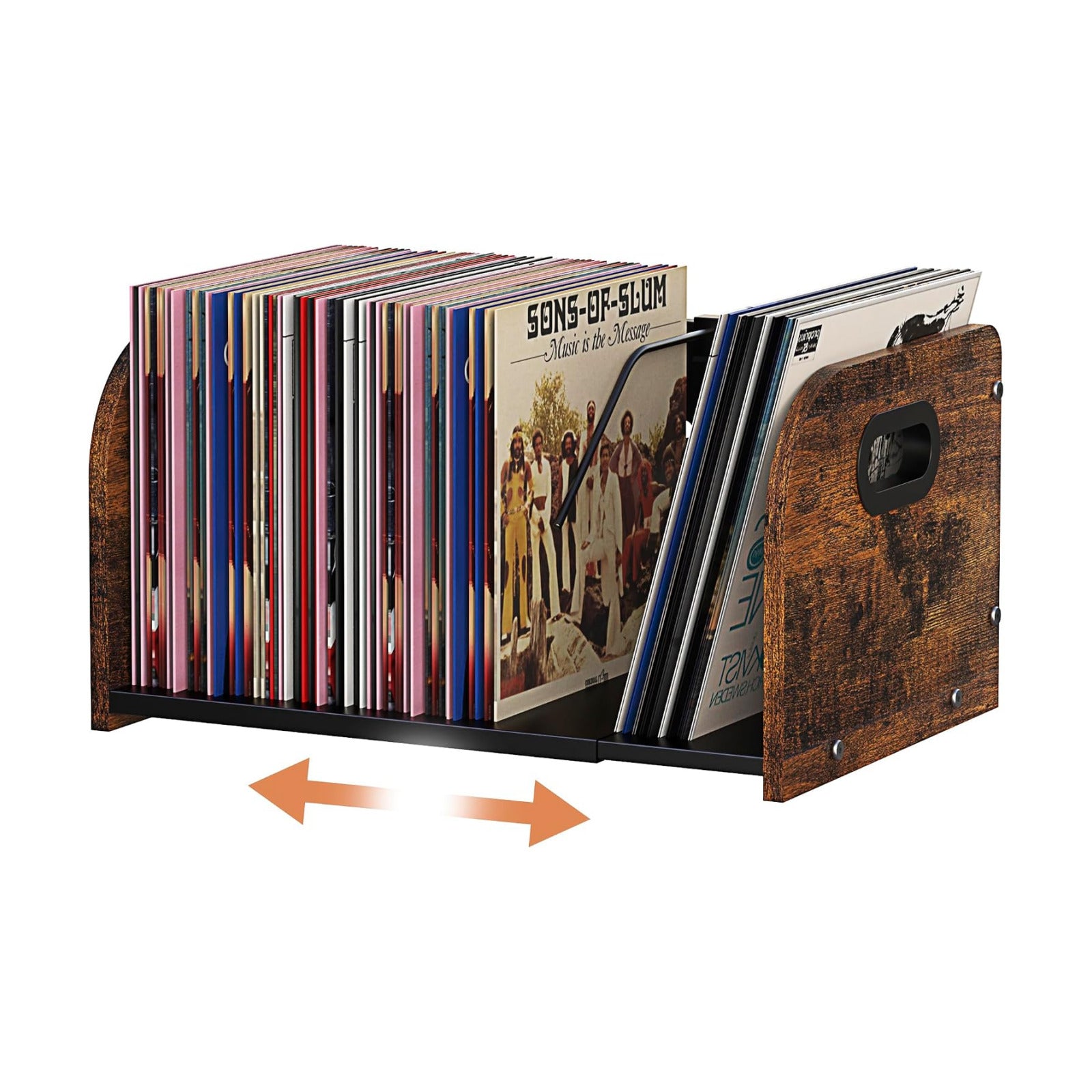 RUILALIFE Vinyl Record Storage Holder, Expandable Record Holder Rack With Movable Divider, 110 LP Album Display Shelf