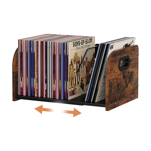 RUILALIFE Vinyl Record Storage Holder, Expandable Record Holder Rack With Movable Divider, 110 LP Album Display Shelf