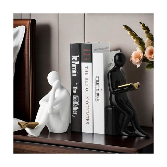 Book / Home Decorative Reading Book Statue Bookends Elegant Resin Bookshelf Room Office Desk Decor