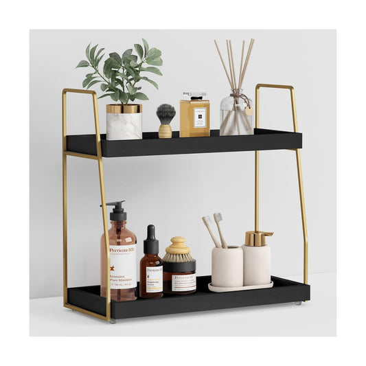 2 Tier Counter Organizer / Black-gold