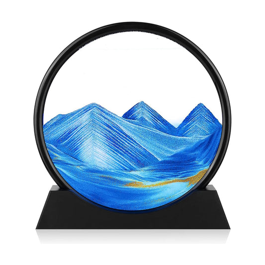 Round Glass 3D Deep Sea Sandscape / Blue / 7in